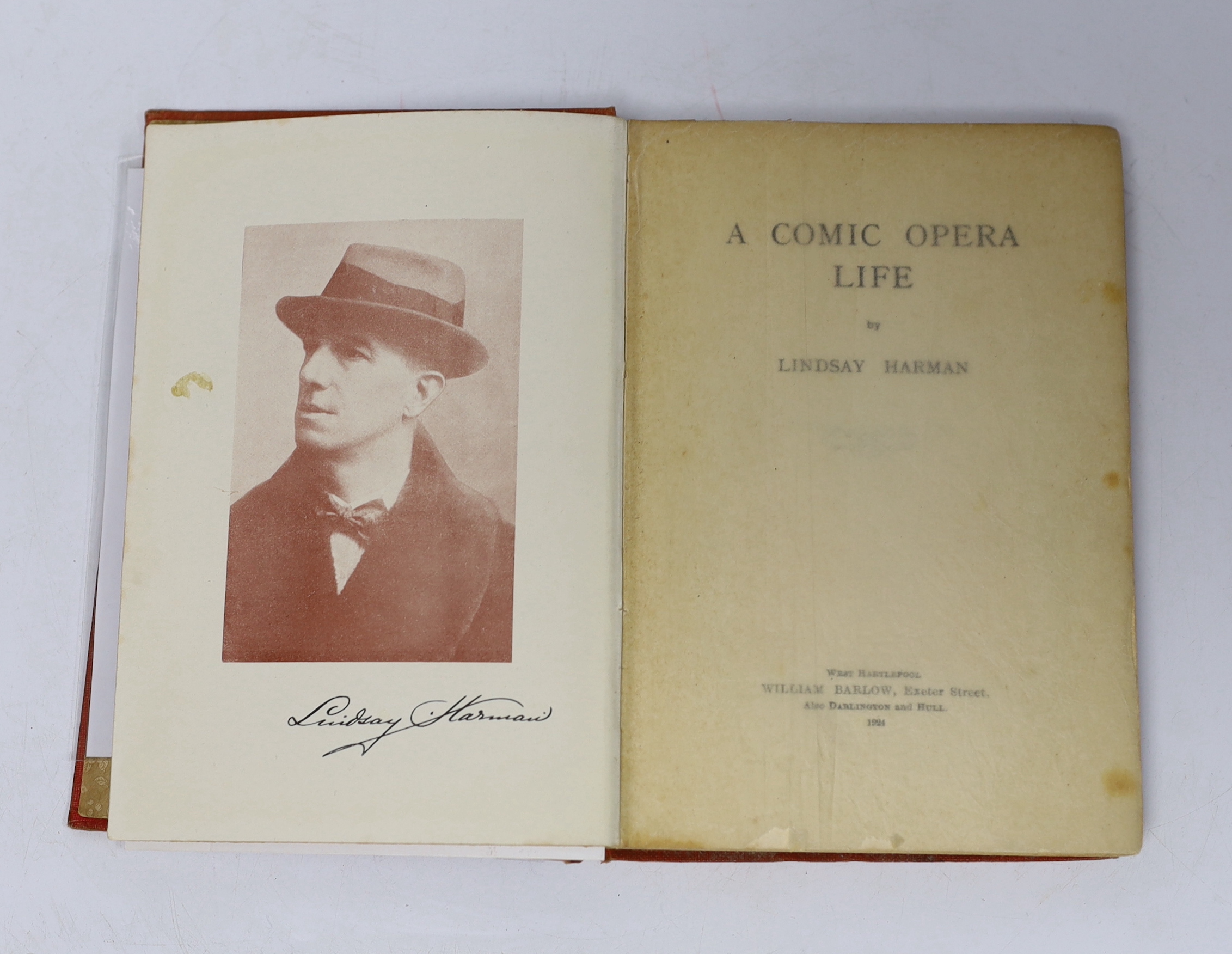 D’Oyly Carte interest; a cased silver cigarette case inscribed ‘To A.J. for hard work done from H.E.B. S. African Tour 1902-03, hallmarked Chester 1902, together with a signed Lindsay Harman, ‘A Comic Life’ and W.S. Gilb